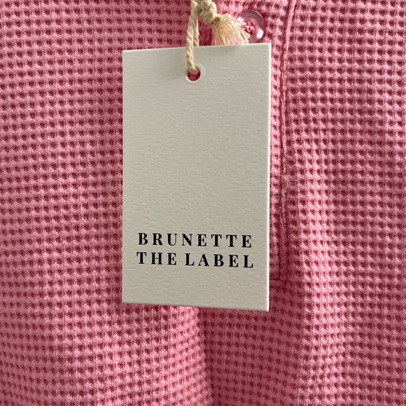 Brunette the Label - Pink Waffle Henley Top - Size XS - Picture 4 of 5
